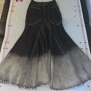 Dolls Kill black and grey denim, long, ruffled skirt. Size Small. Fits well.